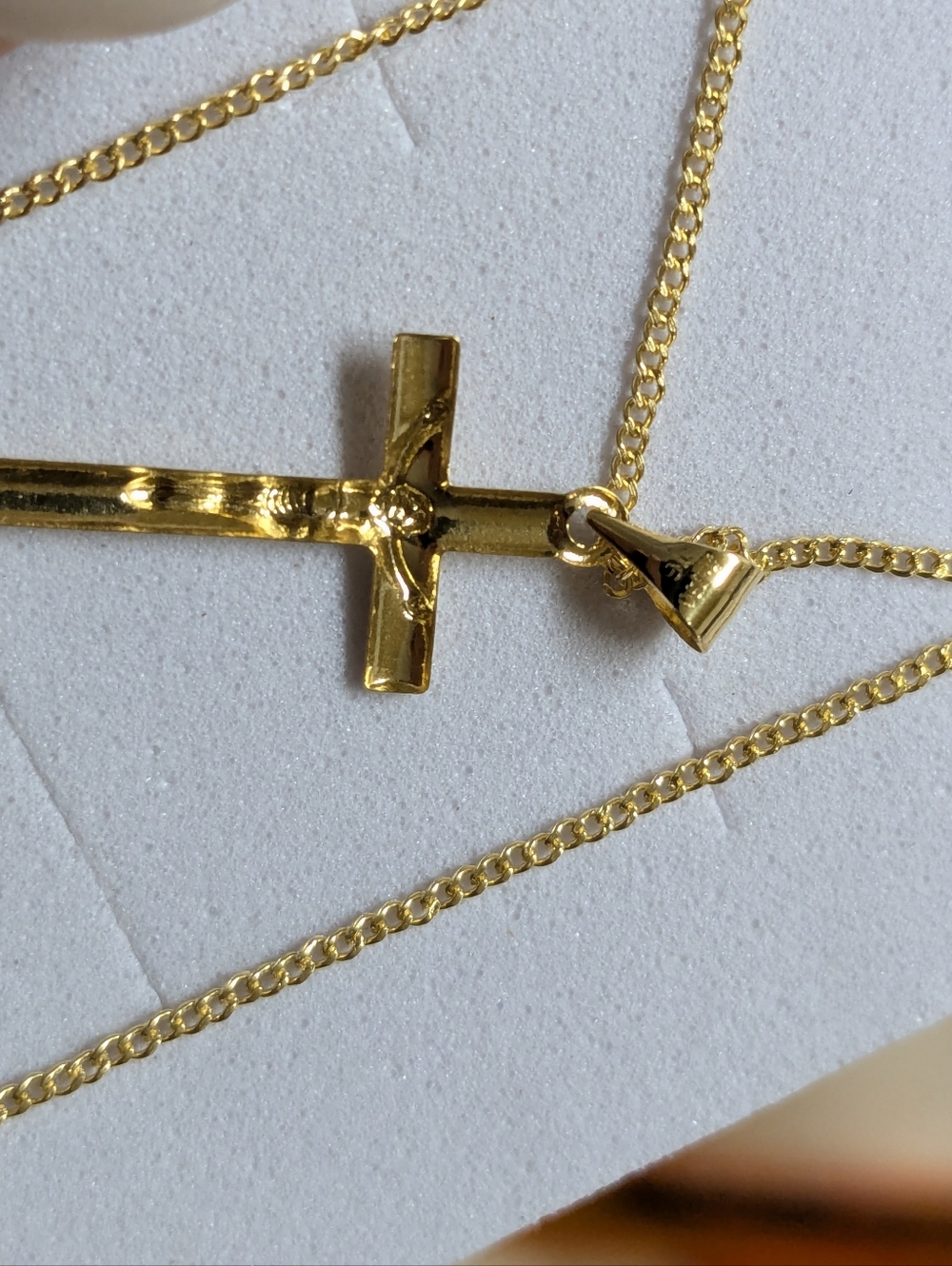 💯 Pure  chain Gold Cross Pendant Necklace Pawnable LW Only - Picture 3 of 4